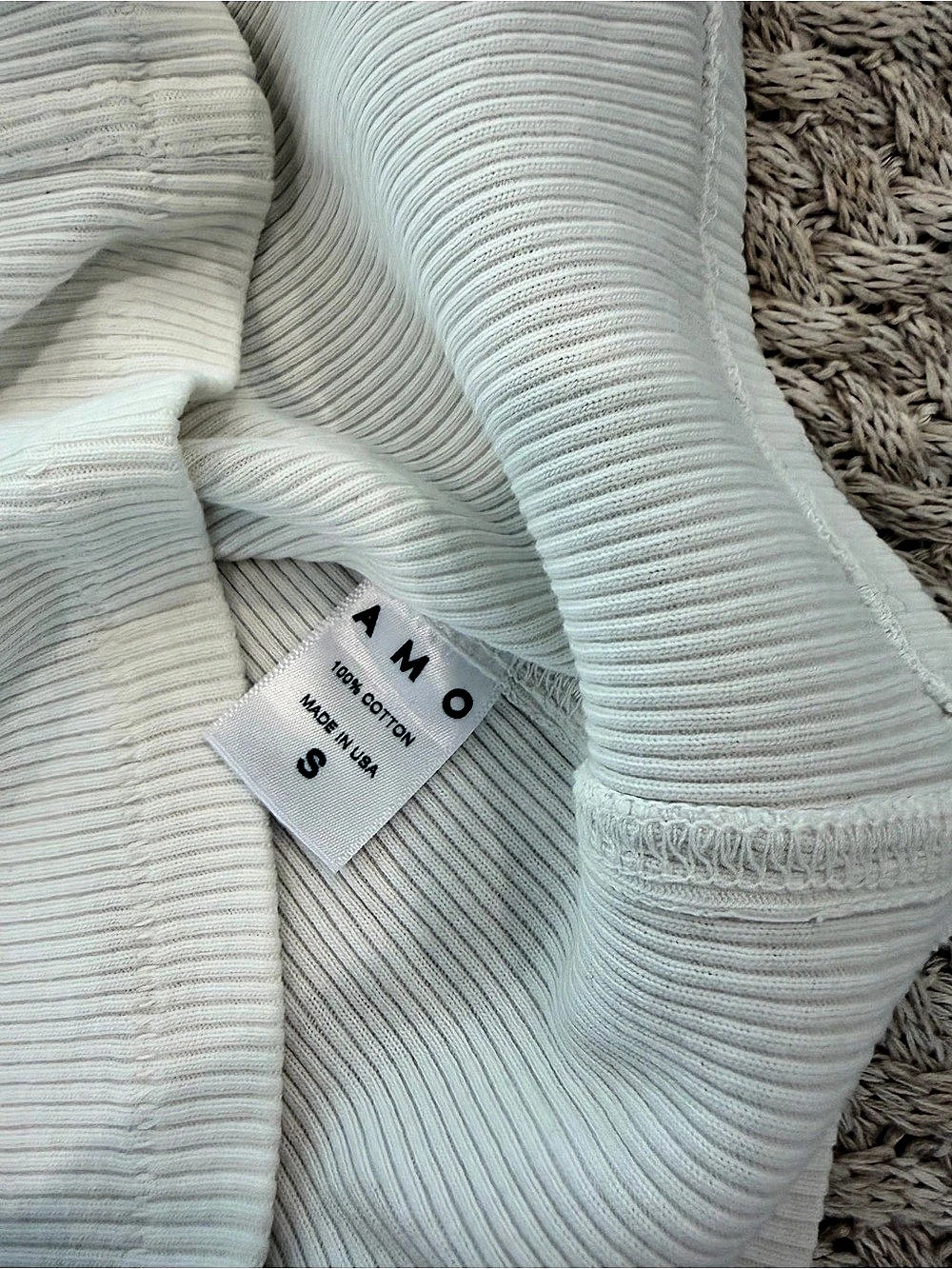 AMO Rib Tank White Size Small - Picture 5 of 6